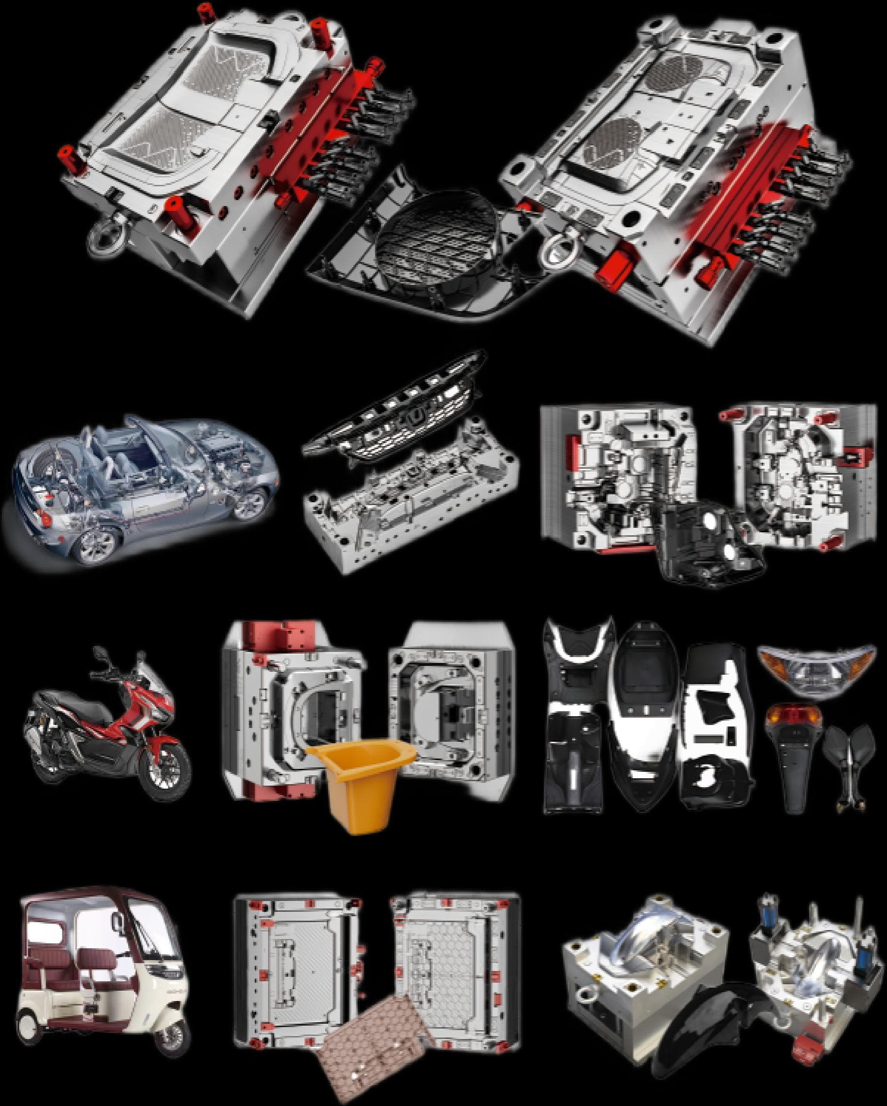 Automotive injection molds for exterior and interior plastic components